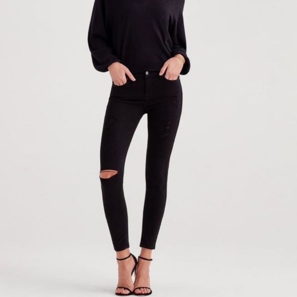 7 for all Mankind b(air) black ripped skinny